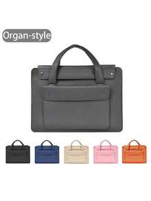 PU材质笔记本电脑保护套，兼容MacBook Air 13英寸、MacBook Pro 14英寸、16英寸、HP 13英寸/14英寸/15英寸/16英寸笔记本电脑，简约加厚笔记本电脑包 - 彩色 - 查看 2