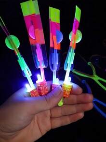 5-Piece Set Of Slingshot UFO Toys With LED Lights, Interactive Family Games, Outdoor Glowing Flying Fun Toys, Suitable Gifts For Family And Friends, Birthday Gifts, Friend Gifts, Flying Gifts, Glowing Toys - Multicolor - View 9