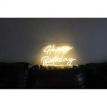 Ulalaza LED Neon Sign Night Light For Wall Party Décor Bedroom Room Bar Wedding Home Birthday Art Decoration Christmas With USB Chain Light Modulator 5v 16.5''*9.1'' - 生日快樂,溫暖 - 查看 4