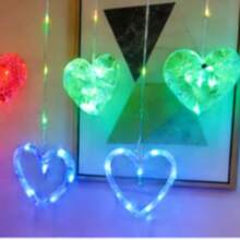 USB供电LED心形仙女灯串，适用于新年、情人节、母亲节、家居、派对装饰，可放置于卧室、客厅、阳台等场所。