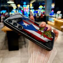 Phone Case: Puerto Rican Flag And Tree Frog Tempered Glass Phone Case Applicable For  For Galaxy S25/S24/S23/S22/S21/S20/Ultra/Plus/S10/Plus/Note20/Ultra/A71/A51/A56/A32/A36/A23/A26/A14/A16/A05/A06/A03s/A05s, A High-End Gift For Friends - 黑色 - 查看 7