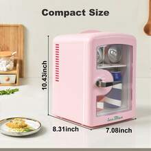 IceBlue 4L Makeup Refrigerator, Valentine's Day Gift Mini Fridge For Cosmetics And Drinks, Car/Home Use (Green/Pink/White/Black), Transparent Window And Chrome Handle - 查看 11