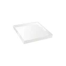 18*18 Inch Golssy White Acrylic Serving Tray With Handles Large Ottoman Tray Decorative Tray Spill - Proof Coffee Table Space Saver Oversize Counter Top Organizer Platter With - Màu trắng bóng + 18*18 inch - Xem 2
