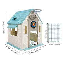 Outdoor Playhouse, 5-In-1 Cottage Play House With Pretend Play, Basketball, Darts, Soccer, Ring Toss, Window & Convenient Door, Toddler Slide Set For Aged 2+, Smooth Edges, Polypropylene Plastic - 1-2m³ Closed Type - View 10