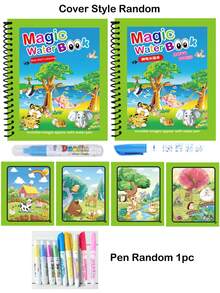 1pc Reusable Magic Water Color Painting Book - Comes With Water Color Pens, Portable And Mess-Free, Ideal For Stress Relief And Inspiring Creativity - Multicolor - View 17