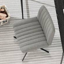 Silla Oficina Ergonmica sin Brazos con Respaldo Medio, sin Ruedas, Asiento Ancho con Patas Cruzadas, Tocador Giratorio Ajustable 360, Acolchado Tela, Balanceo 110 Gris - Gris - Ver 9
