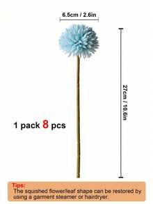 8/16pcs Artificial Chrysanthemum, Dandelion, Hydrangea Flower Bouquet, Suitable As Gift For Friends, Brides, Wedding Decoration, Home, Office, Cafe, Party - Mint Blue - View 2