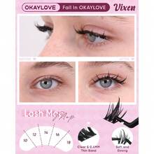 Anime Lashes Clusters Kit, Vixen 10-18 Manga Cluster Eyelash Extensions Kit, 120pcs CC Curl Fairy Wipsy Lash Clear Band Natural Eyelashes With Bond And Seal, Remover, Tweezers,38507533 - Wolf Calls - 查看 5