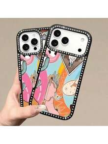 Cette coque de téléphone à double face, ornée de diamants, est compatible avec les modèles 17/17 Air/17 Pro/17 Pro Max/16/16 Plus/16 Pro/16 Pro Max, 15/15 Plus/15 Pro/15 Pro Max, et 13/12/11/8/7/XR/XS/XS Max. - Rose bonbon - Voir 8