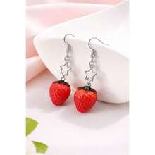 Strawberry Star Earring Pair Of Stainless Steel Star Pendant Earrings - 星星草莓 - 查看 3