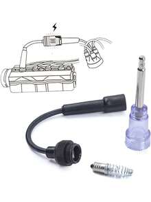 Probador de bujías en línea en miniatura, probador de bobina de encendido duradero de 6 V/12 V, tipo universal, adecuado para motocicletas, cortadoras de césped y vehículos de motor pequeños. - A - Ver 2