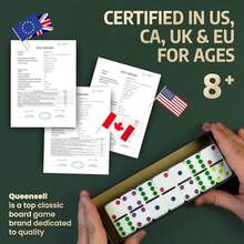 Queensell Juego de Domino para Adultos con Puntos de Colores Domino Doble 6 Juego de Mesa Clasico para Niños y Adultos Set Estandar de 28 FichasDiversión infantil, juegos felices, imprescindibles para los niños - como en la foto - Ver 6