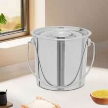 6L Ice Can Pail Bucket Ice Bucket Stainless Steel Kitchen Storage Keg With Lid, Suitable For Kitchen, Industry, Catering, Home Use - Silver - View 8