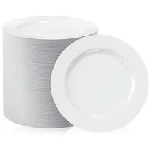 100Pcs 7 Inch White Heavy Duty Plastic Dessert Plates - Disposable Plates For Weddings, Parties & Daily Events - 白色 - 查看 1