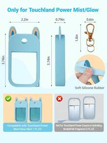 1pc Cute Silicone Protective Case, Compatible With Touchland Hand Sanitizer Spray (Fits 1 Fluid Ounce), Protective Case With Keychain, Hand Sanitizer Holder, Silicone Protective Cover For Power Mist And Glow Mist Hand Sanitizer Sprayers - Multicolor - View 9