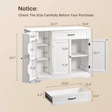 Room Decoration Coffee Table Cabinet With Storage, Kitchen Storage Furniture With Door Shelves, Home Decor Living Room Sideboard Buffet With Drawer For Kitchen, Bathroom, Dining Room Organizing, White - 白色 - 查看 2