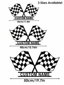 3 Size Options! 1pc Personalized Metal Racing Flag Gate Wall Decor - Custom Name Iron Art Wall Hanging, Black Finish, Suitable For Home And Garage Decoration, Fit For Children 14+ Years Old - Black - View 2