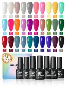 coscelia 30pcs Gel Nail Polish Set, Red White Pink Green Black Removable Gel Nail Polish, Long-Lasting Manicure Supplies, Women DIY Nail Salon Gift - Multicolor - View 8