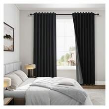 Blackout Linen Curtains 96 Inch Length 2 Panels - Bedroom Drapes For Sliding Doors, Living Room, Thermal Insulated, Soundproof, Rod Pocket/Back Tab/Hook - 如圖636 - 查看 5