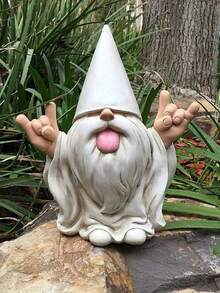 GlitZGlam Rockstar Gnome - "George" - This Gnome Will Add A Rock N' Roll Vibe To Your Fairy Garden And Garden Gnomes! Tall Garden Gnome Statue