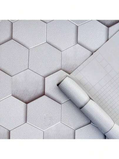 A Roll Of Polygon-Patterned Self-Adhesive Vinyl Wallpaper, Suitable For Wall Decoration In Living Rooms And Bedrooms, Renovation Of Cabinets And Wardrobes, And Holiday Atmosphere Arrangement. Waterproof, Oil-Proof, Durable, Easy To Splice Arbitrarily, And Removable. Multiple Sizes Available.