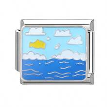 时尚意大利珠宝配饰手链，模块化手链，DIY珠宝手工饰品，独特创意饰品，风景元素单模块，时尚精致的手链项链戒指脚链，适合情人节、生日和周年纪念日，男女皆宜的精致珠宝。 - 單節 - 查看 10