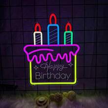 LED Neon Sign Night Light For Wall Party Décor Bedroom Room Bar Wedding Home Birthday Art Decoration Christmas With USB Chain Light Modulator 5v 16.5''*9.1'' - Cake - 查看 4