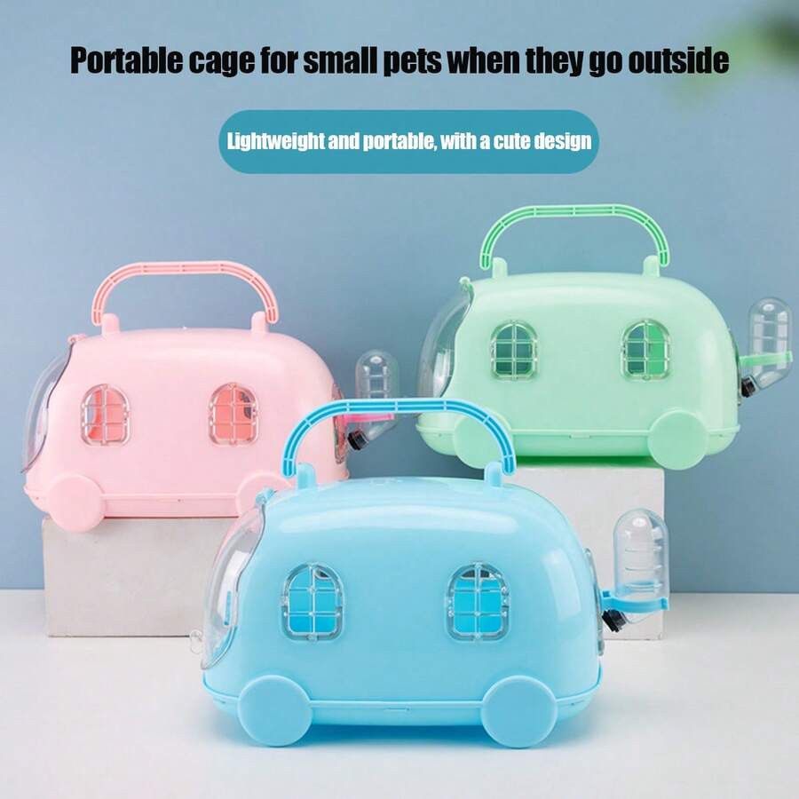 1pc Hamster Cage, Cute Car Design With Side Windows And Water Bottle, Suitable For Hamsters, Guinea Pigs And Other Small Pets