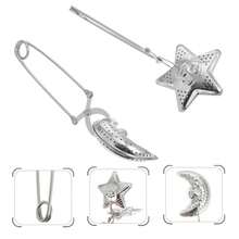 不锈钢茶漏套装，创意月亮星形茶漏，小孔设计，适用于杯子和茶壶冲泡散装茶叶 - 銀色 - 查看 9