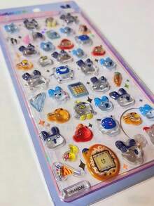 1张动漫卡通贴纸，可爱小猫动物贴纸，可重复使用防水贴纸，DIY手工贴纸，适用于DIY手机壳、DIY笔记本贴纸、DIY工艺品、笔记本电脑、礼品包装、派对装饰，完美的节日礼物，送给粉丝和朋友的礼物（款式随机）