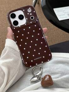 1个时尚可爱卡通蘑菇图案亮面软壳手机壳，兼容 17 Pro Max、17 Pro、17、16 Pro Max、16 Pro、16、16、15 Pro Max、15 Pro、14 Pro Max、14 Pro、13、12 Pro Max、11、16、15、14 Plus，带可爱心形吊坠，防丢保护套 - 菇 - 查看 2