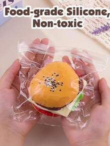 1PC Simulator Hamburger Soft Stress Relief Toy, Squeeze And Play Fun, Vent Toy, Office Stress Relief Gift, Soft Toy, Soft Toy, Soft Taba Soft Toy - Multicolor - View 4