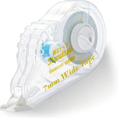 7mm - Wide Correction Tape - Noiseless And Tension - Control Design, Full Coverage In One, 18M Long White Correction Tape 1 Piece