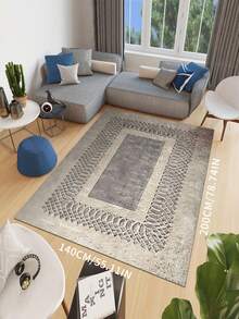 Bohemian Style Rug - Washable, Non-Slip, Low-Pile Carpet With Gray And White Striped Design, Suitable For Living Room, Bedroom, Dining Room, Office And Entryway - Soft, Durable, And Fashionable Floor Decor, Living Room Rug - Multicolor - View 2