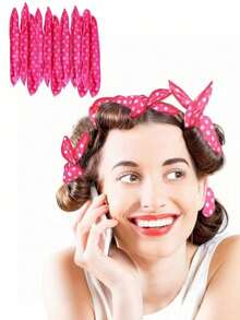 10/20/40pcs/Set Soft Foam Hair Rollers For Natural Curls And Waves, Overnight Sleep Rollers - No Heat DIY Sponge Hair Styling Tools - Hot Pink - View 4