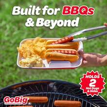 GoBig - Bandejas de comida para perros calientes con divisores paquete de 36 platos desechables para fiestas barbacoas y más - Rojo - Ver 2