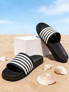 Kapcie całoroczne, kapcie domowe, kapcie łazienkowe, kapcie plażowe, japonki, klapki wsuwane, miękkie i oddychające, wygodne - Czarne - Zobacz 8