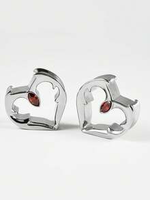 1 chiếc khuyên tai hình trái tim bằng thép không gỉ đính đá Zirconia, màu da, kiểu dáng punk, hình trái tim ma quỷ, unisex, kích thước 8mm-25mm - Như thể hiện trong hình ảnh - Xem 3