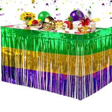 Carnival Party Decorations Colorful Streamers/Decorative Tinsel Curtain, Shiny Rainbow Table Skirt, Themed Decor Tassel, Shiny Rainbow Metallic Foil Tassel Table Skirt - Ideal For Birthday, Wedding, Easy To Peel And Stick - Rain Curtains In Multiple Colors - View 5