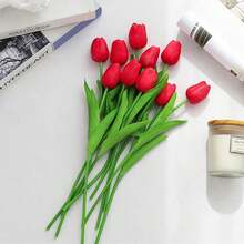5/20 buc buchet de flori artificiale realiste cu lalele, textură realistă, potrivit pentru nuntă, cameră, casă, hotel, petrecere, evenimente, Ziua Îndrăgostiților, Anul Nou, ziua de naștere, cadouri de absolvire - roșu - Vizualizare 7