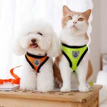 Bộ dây dắt chó mèo gồm dây đeo ngực và vòng cổ điều chỉnh được chống thoát hiểm, dây an toàn phản quang, chất liệu lưới mềm mại thoáng khí. - Hồng - Xem 8