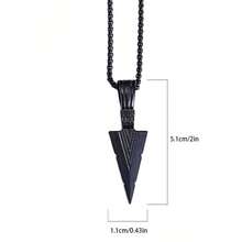 新款合金三角吊坠项链，复古不锈钢卫衣链，男士时尚单品 - 彩色 - 查看 7