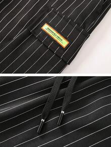 Men's Lightweight Casual Shorts, Fashion Striped Multi-Pocket Cargo Pants, Summer - Black - View 5