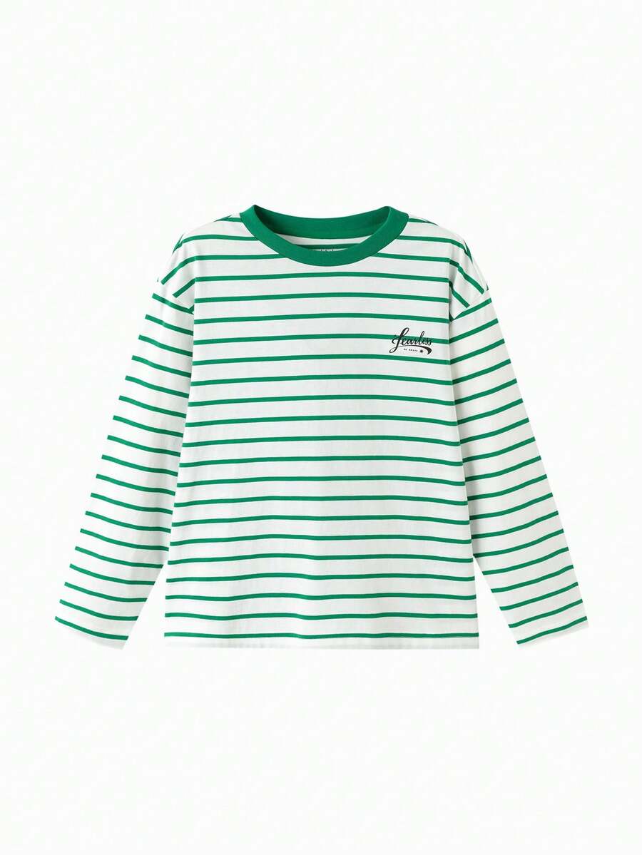 Balabala 2026 Kids Unisex Long Sleeve T-Shirt, Quick Dry, Spring 2026 Collection - White Green Tone - View 1