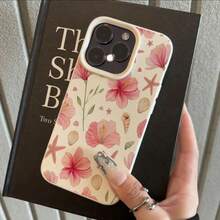 1pc TPU Material Pink Aquatic Plant & Hibiscus Ocean Element Pattern Phone Case Compatible With IPhone 17 Pro Max/17/16 Pro Max/15/13/12/11, S20 FE/A15/S24/A55, Redmi Note 11/12/13 Pro, Full Coverage Anti-Drop Soft Protective Phone Cover - White - View 2