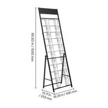 Brochure Display Rack, 20 Pockets Magazine Literature Display Stand, Portable Floor Standing Magazine Rack, Metal Newspaper Catalog Holders For Shop, Exhibitions, Office, Trade Show, Black - Loại tiêu chuẩn 20 khe cắm - Xem 10
