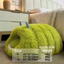 1个毛绒圆形宠物床，蓬松柔软的猫窝，甜甜圈宠物垫，可爱毛绒猫窝，冬季保暖睡袋沙发垫 - 青檸色 - 查看 4
