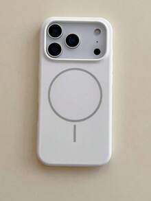 Luxury Glossy Fluorescent Liquid Silicone Phone Case, Compatible With IPhone 17 Air, 16, 15, 14, 13, 12, 17 Pro Max Plus, With Magnetic Soft Cover - Classic White - View 2