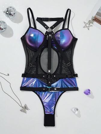 时尚彩色内衣束身连体衣带裙，女士睡衣套装，性感女士内衣，性感女士睡衣套装，性感女士服装，性感内衣套装，女士内衣套装，束身衣，女士套装