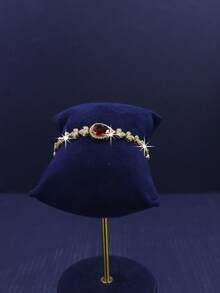 5pcs 18K Gold Plated Luxury Royal Style Maple Leaf Design Bridal Wedding Jewelry Set, Suitable For Daily Wedding Wear, Wedding Anniversary Gift (Gold Gift Box) - Maple Leaf Red Diamond Bride Set - View 7